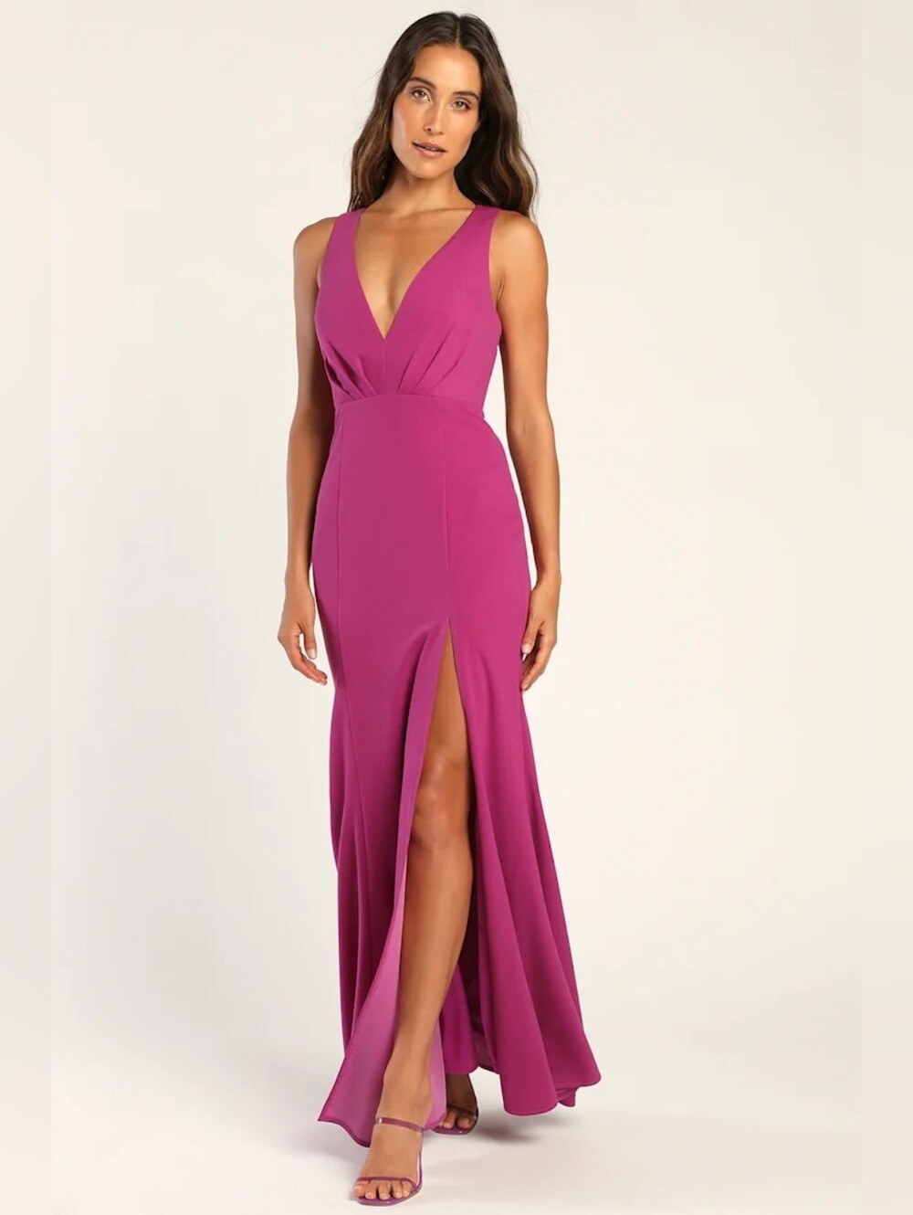 Lulus All For The Romance Magenta Backless Mermaid Maxi Dress